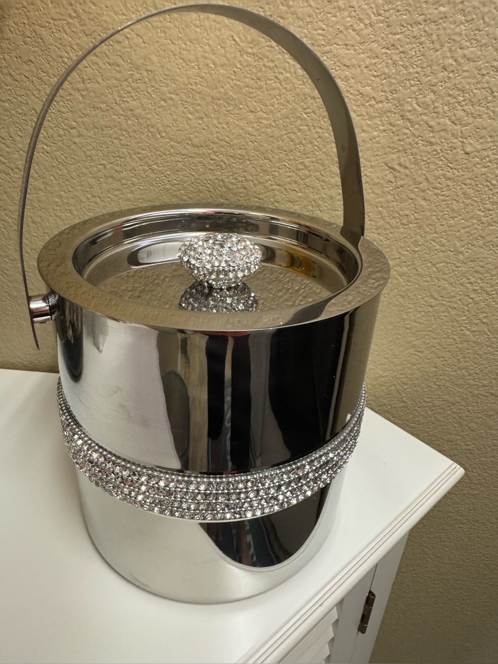 Elegant Rhinestone Embellished Ice Bucket by Barware Collection